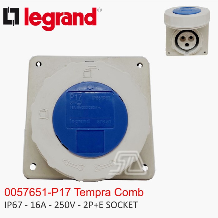 Prise à encombrement réduit fixe P17 IP44 16A