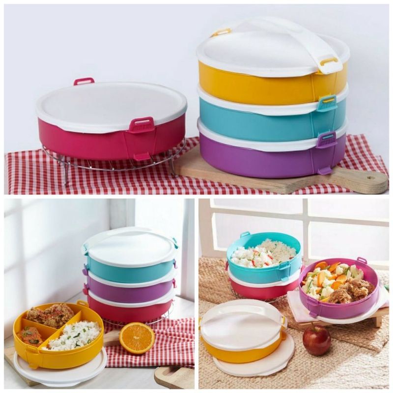 Jual Rantang Pelangi Tempat Makan Bulat 4 Susun / Rantang Bulat 4 Susun ...