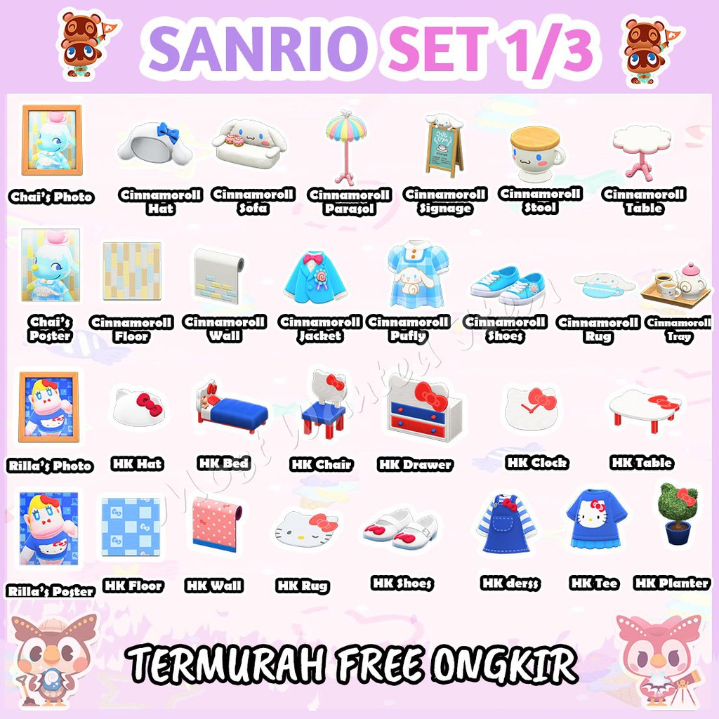 Jual Sanrio Hello Kitty My Melody Pompompurin Cinnamoroll Set Animal