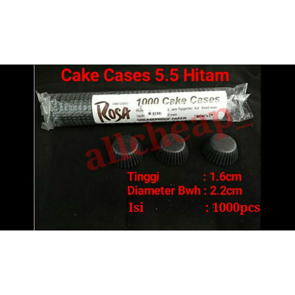 Jual 1000pcs CUP CAKE CASES NASTAR HITAM GREASEPROOF PAPER ROSA 5.5 ...