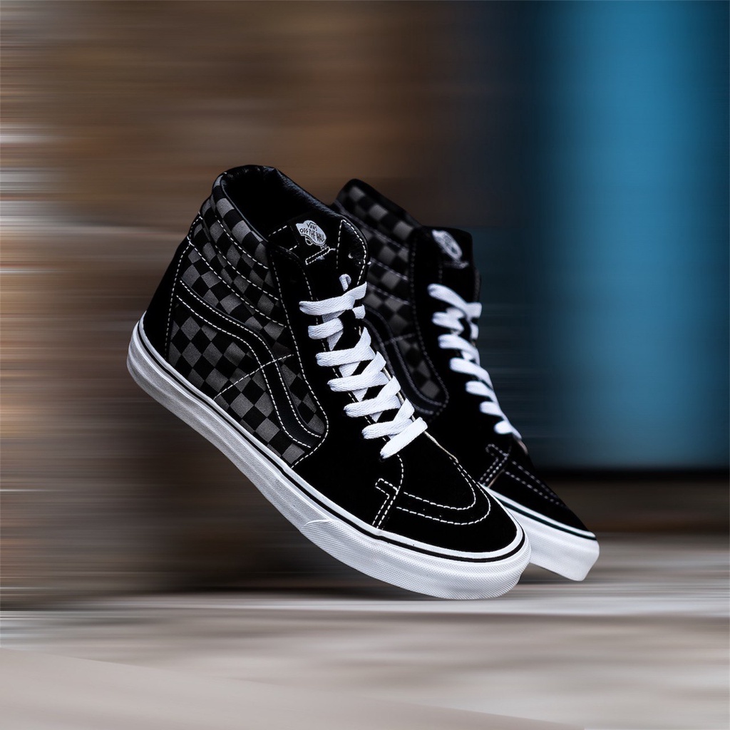 Vans sk8 hi sales black pewter checkerboard