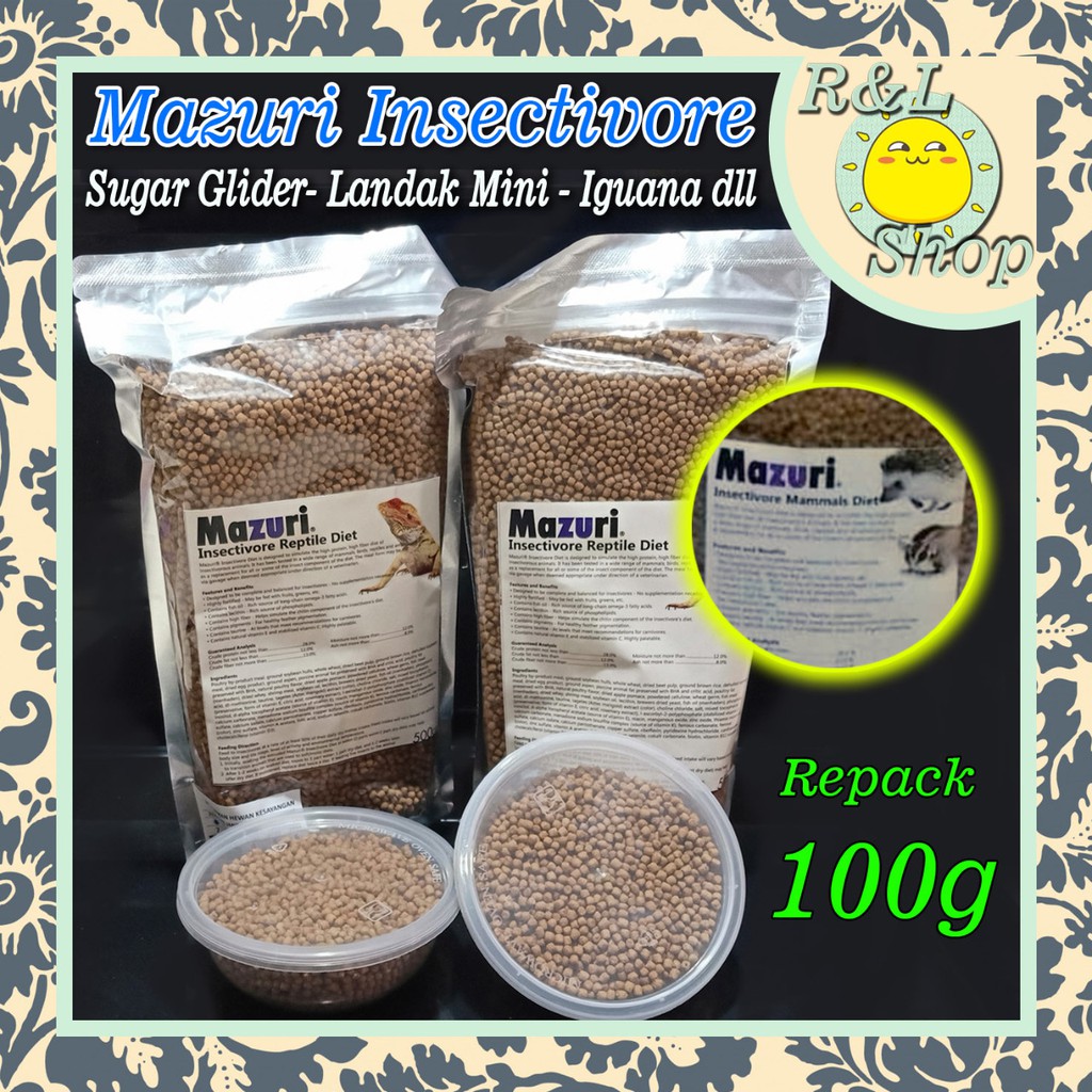 Jual Mazuri Insectivore 100g Pakan Mamalia Sugar Glider Landak mini dan ...