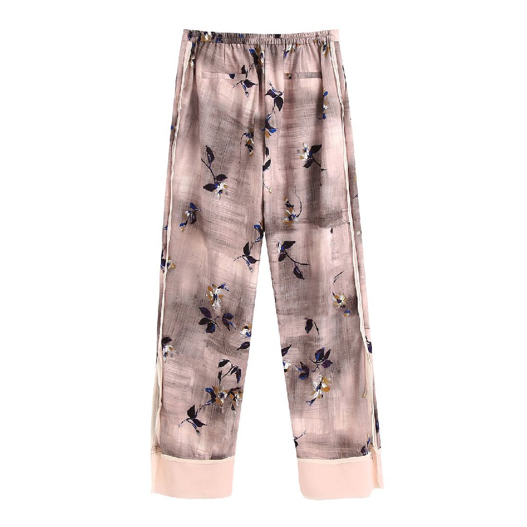 Jual pink flower straight pants