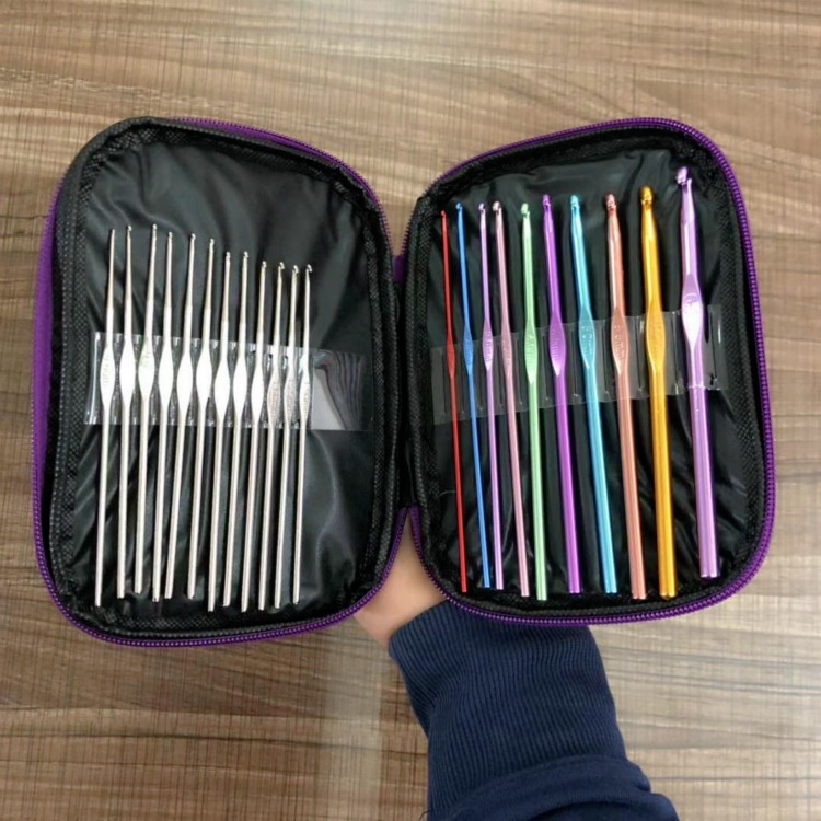 Jual HAKPEN / JARUM RAJUT / CROCHET HOOK ALUMINIUM - SET (22PCS ...