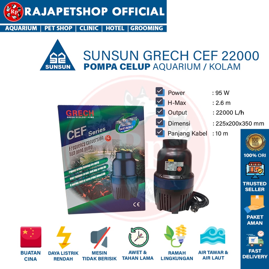 Jual ( POMPA AIR ) GRECH CEF 22000 WATER PUMP KOLAM AQUARIUM | Shopee ...
