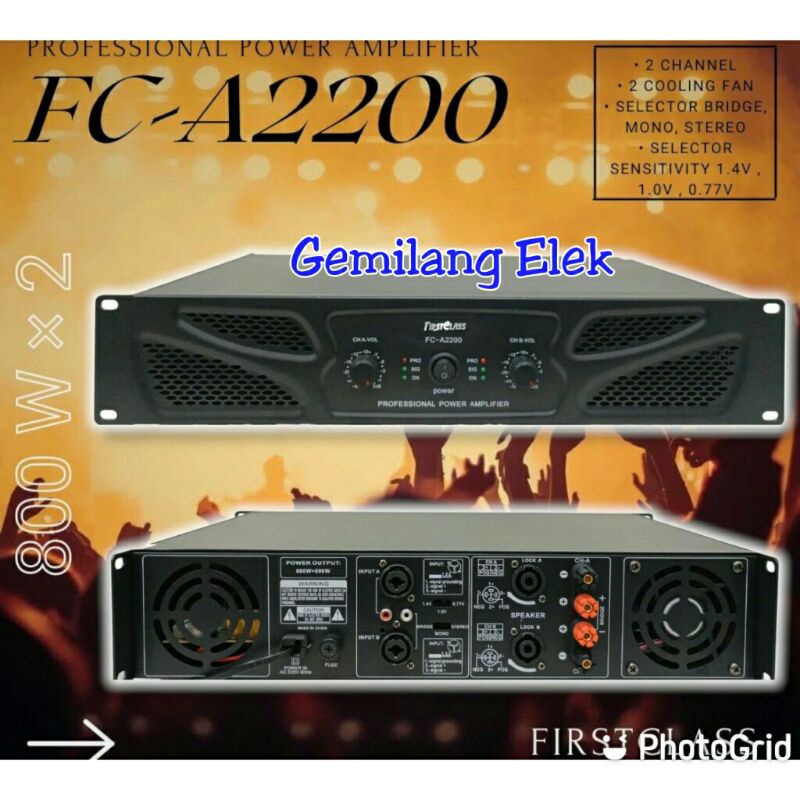 Jual POWER AMPLIFIER FIRSTCLASS FC A2200 ( 800W X 2 ) Original | Shopee ...