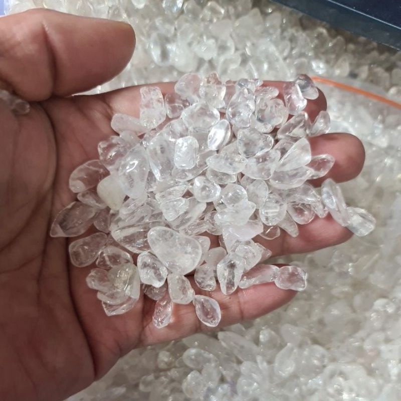 Jual Clear Quartz Chips 7 SD 9 mm 100 Grams | Shopee Indonesia