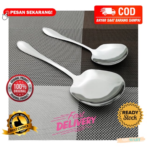 Jual BISA COD PROMO Sendok Saji Isi 6 Pcs Stainless Super Tebal Service Spoon Sendok Prasmanan