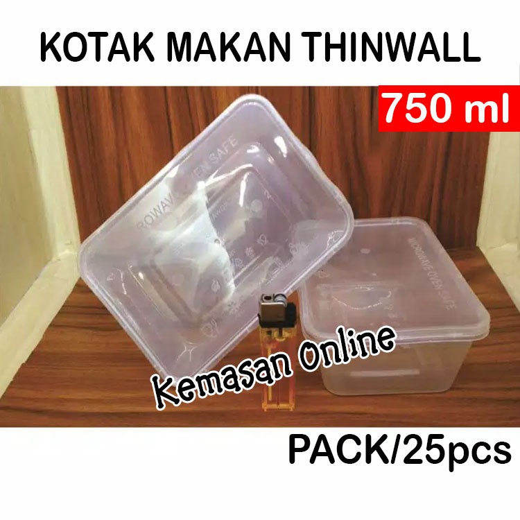 Jual Kotak Makan Thinwall 750ml Perpack 25pcs Kotak Makan Plastik