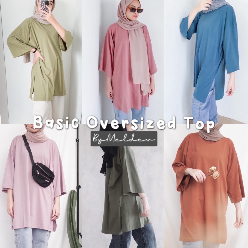 Jual Bymeldev Basic Oversized Top Kaos Polos Busui NonBusui Hijab ...