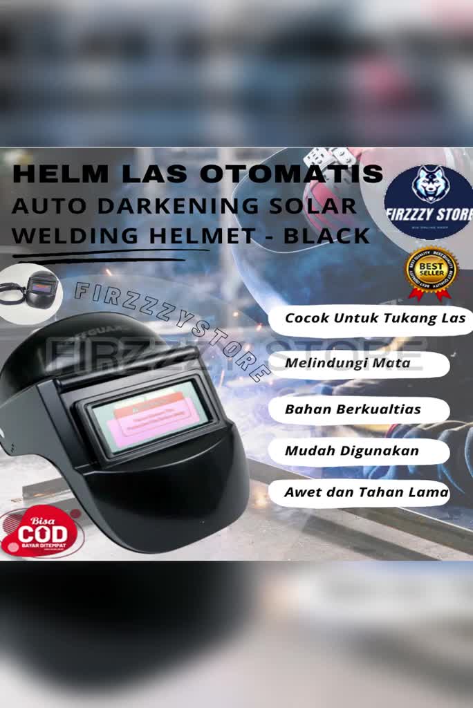 Jual Helm Las Otomatis Auto Darkening Solar Welding Helmet - Black ...