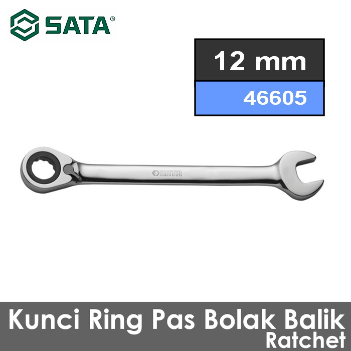 Jual KUNCI RING PAS 46605 REVERSIBLE RATCHETING WRENCH 12MM SATA ...