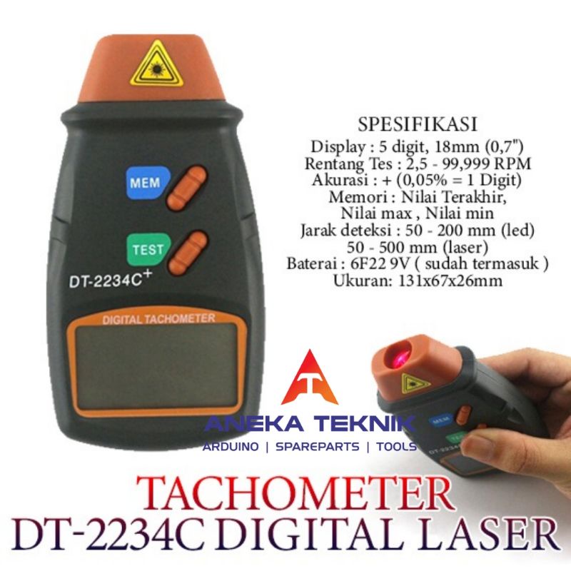 Jual DT-2234C Tachometer Digital Laser RPM | Shopee Indonesia