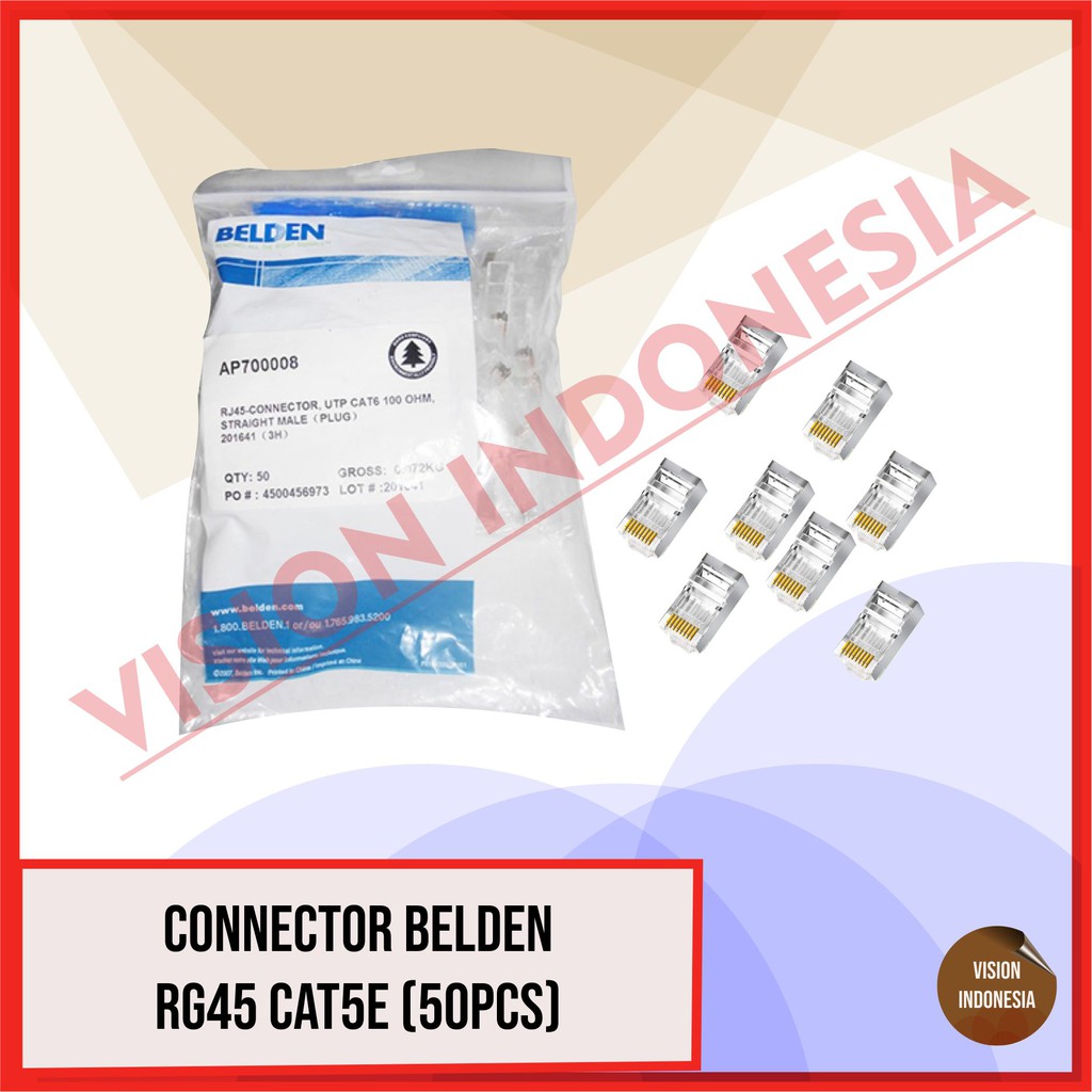Jual CONNECTOR BELDEN RJ45 Cat5E (50pcs) 100% ORIGINAL GUARANTEE ...