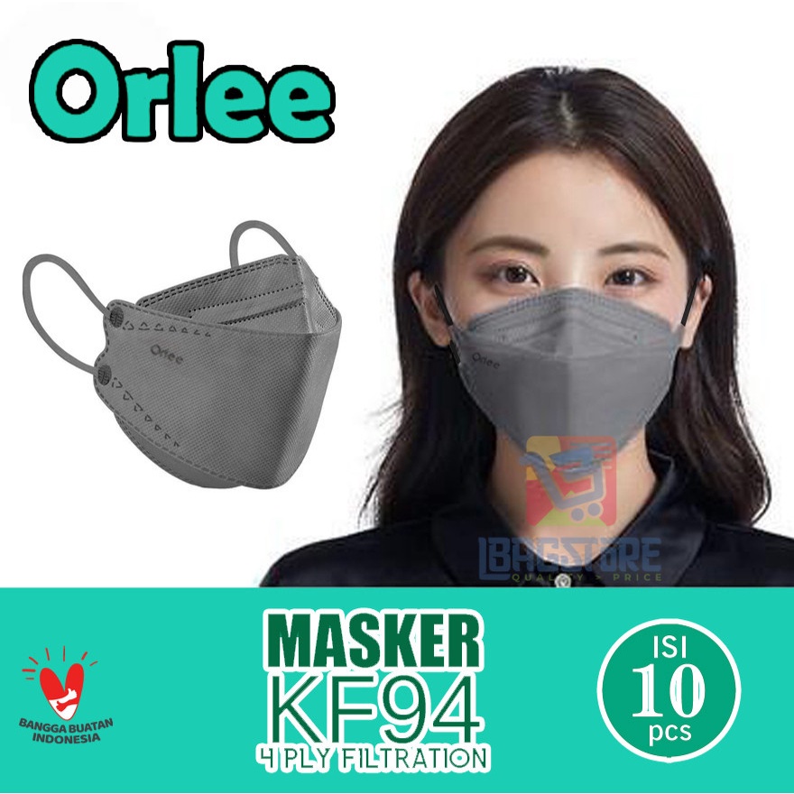 Jual Masker KF94 KF 94 Orlee Earloop Abu Abu Grey Embos Kemenkes Isi 10 ...