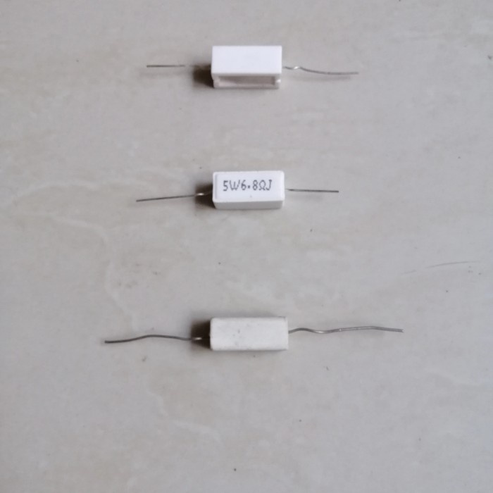 Jual 6,8 ohm R 6R8J 6R8 Resistor Kapur 5w 5watt 6,8ohm 6,8R 6.8RJ 5 w ...
