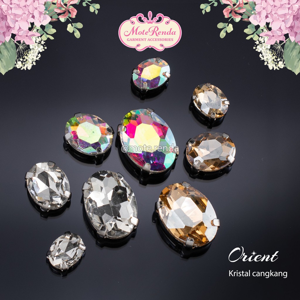 Jual Kristal Jahit Cangkang Orient Bentuk Oval Rhinestones With Claws