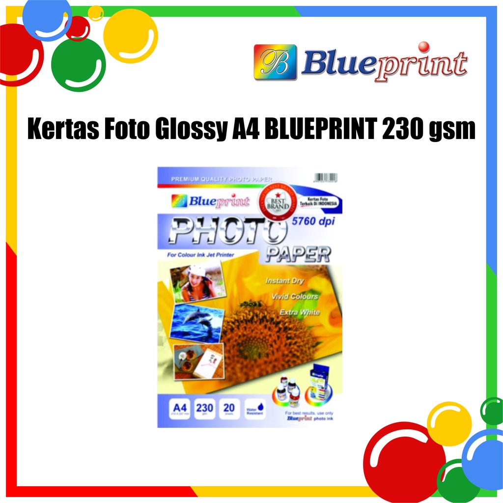 Jual Kertas Foto / Kertas Glossy / Glossy Paper BLUEPRINT A4 230 Gsm ...