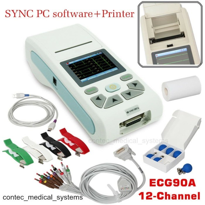 Jual New CONTEC ECG90A 12 Channel Electrocardiograph ECG EKG Machine 12 ...