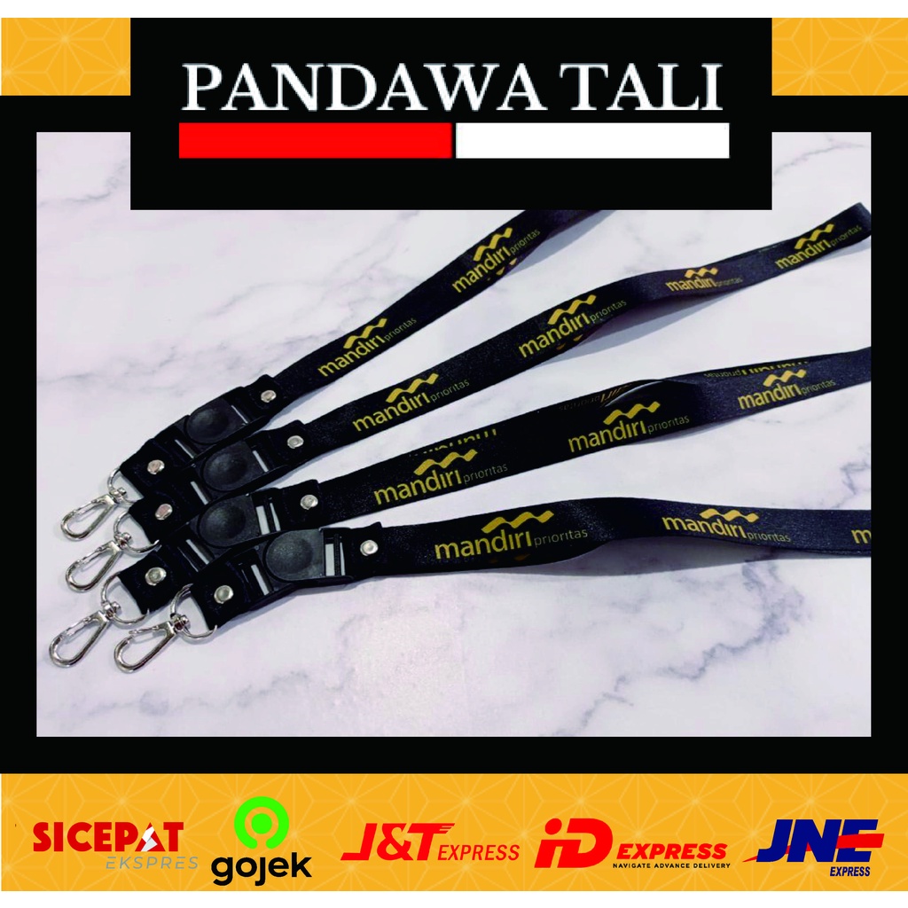 Jual Lanyard Bank Mandiri Hitam   Lanyard Printing Custom Pandawa Tali 