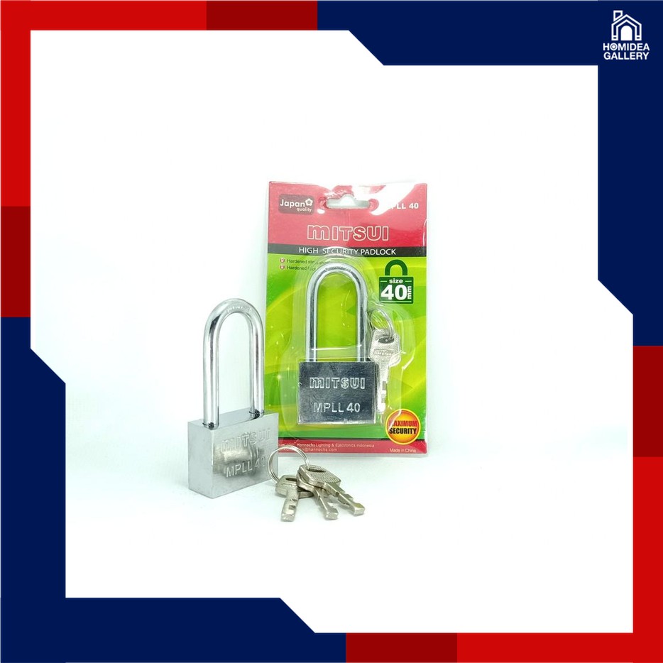 Jual Mitsui Gembok Baja Size Panjang MPLL 40mm - Silver | Shopee Indonesia