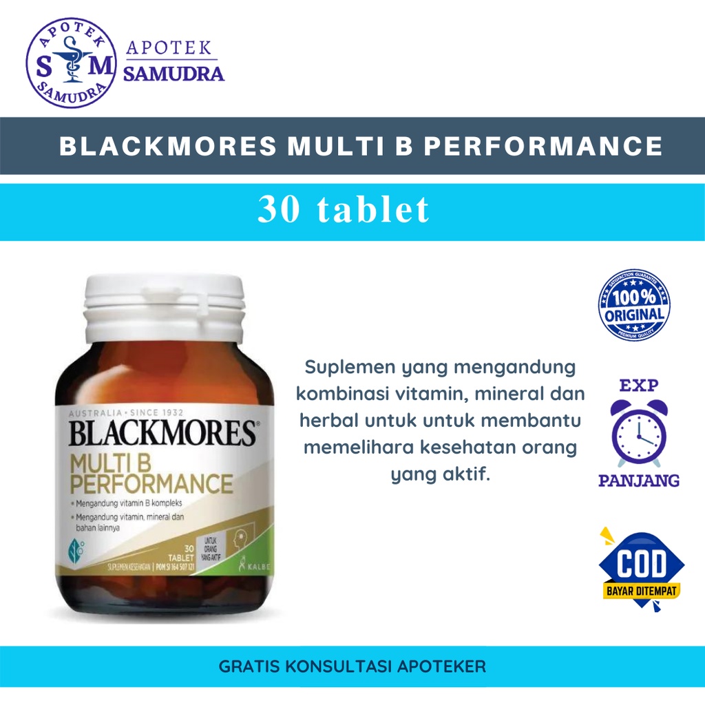 Jual BLACKMORES MULTI B PERFORMANCE - 30 Tablet | Shopee Indonesia