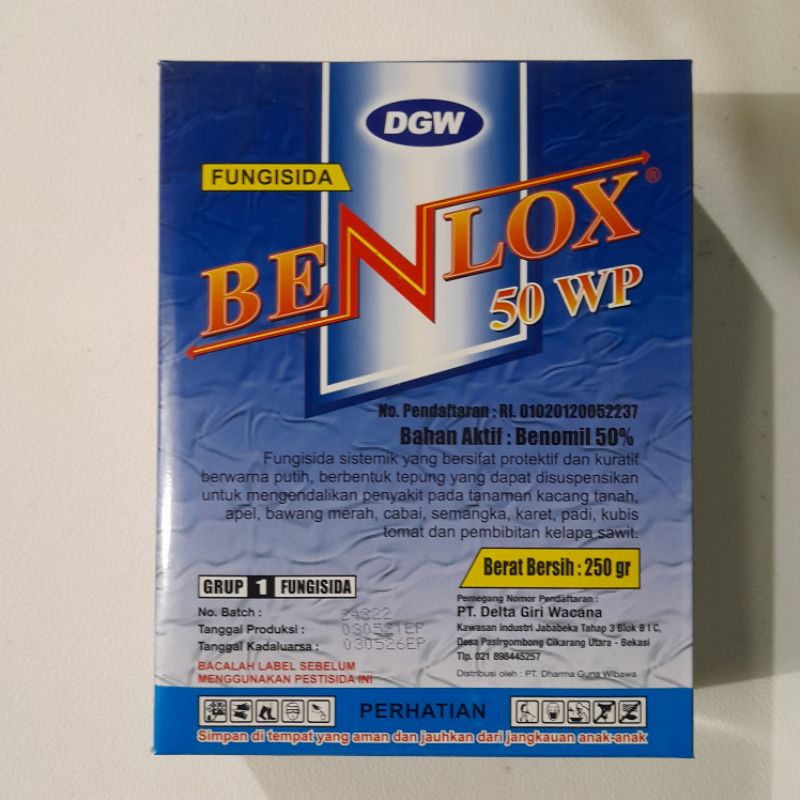 Jual fungisida sistemik BENLOX 50WP 250Gr bahan aktif : benomil 50% ...