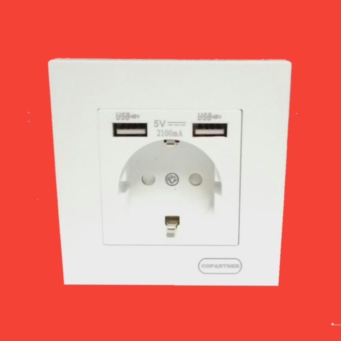 Jual faceplate stop kontak listrik ac + dual usb 5v 2100mah | Shopee ...