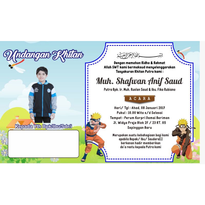Jual Undangan Khitan/Undangan Sunatan/Kartu Khitan/Undangan Syukuran