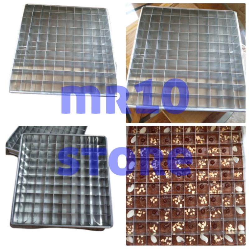 Jual loyang brownies 20x20 isi 100 lubang sekat/loyang brownies sekat