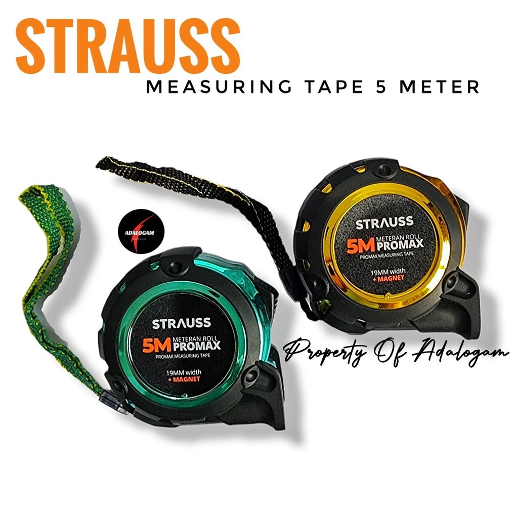 Jual STRAUSS PROMAX Meteran Karet Magnet 5 Meter - Roll Meter 5M x 19MM ...