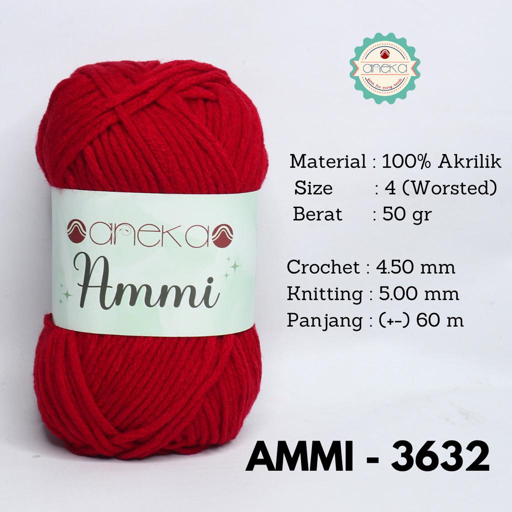 Jual Benang Rajut Ammi 100 Acrylic 6 Ply Akrilik 3632 Merah