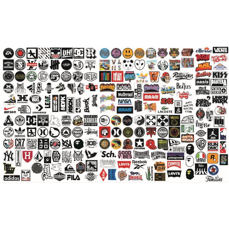 Jual (Paket Isi 100pcs) Sticker Distro Clothing All Brand Random Bahan ...