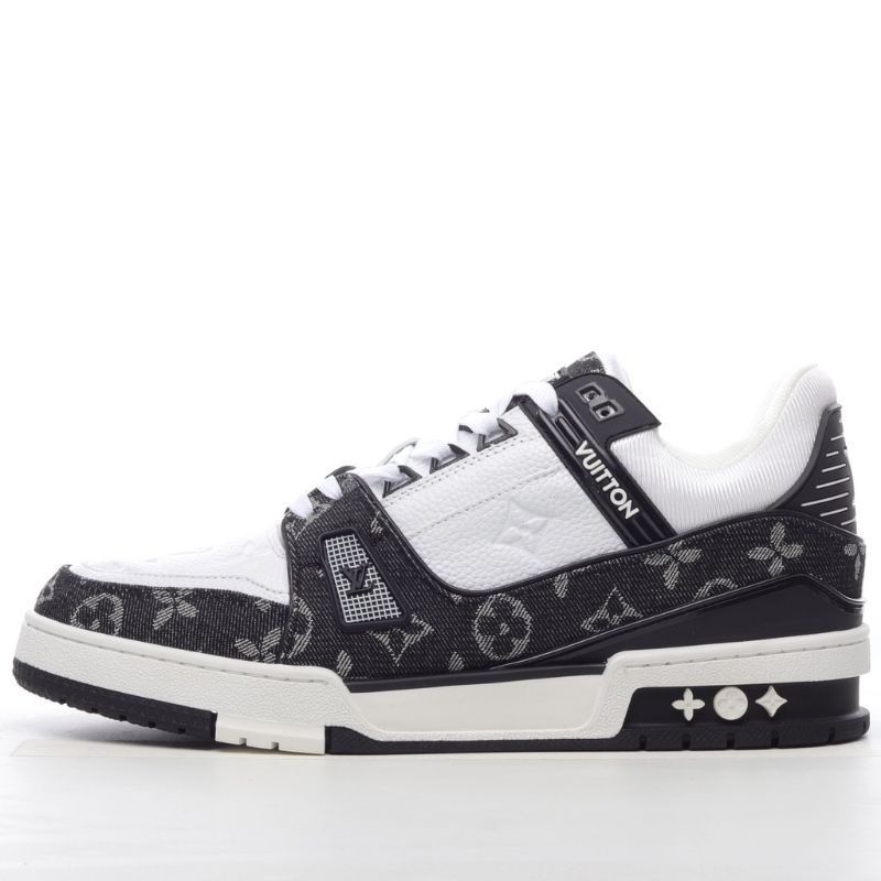 Jual Sepatu Lv Trainer Monogram Denim Black White