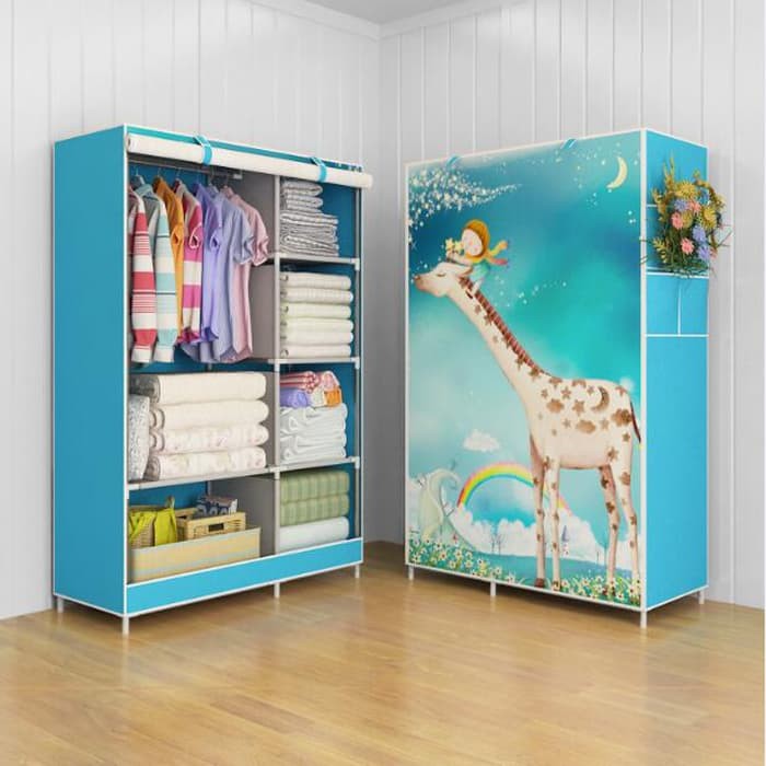Jual NEW 03 Giraffe Multifunction Wardrobe Cloth Rack with cover lemari ...