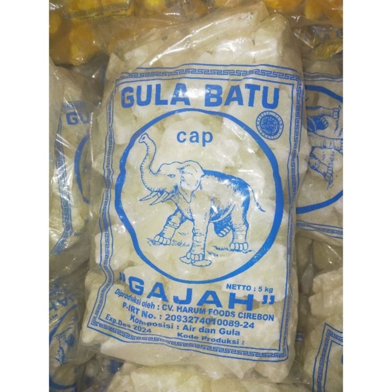 Jual Gula Batu Putih Merk Cap Gajah Khas Kota Cirebon sebanyak 5 KG ...