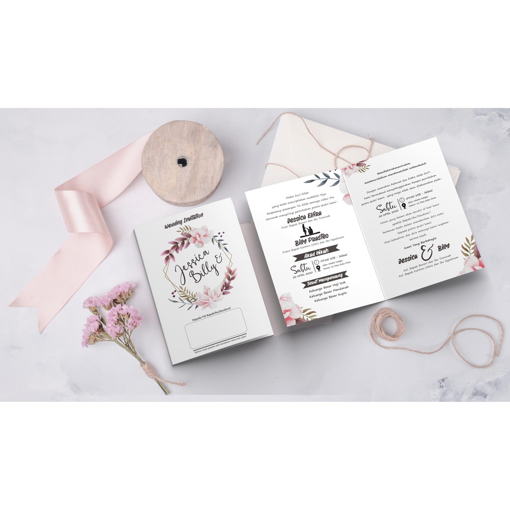 Jual Undangan Pernikahan Lipat Dua , QR Code , Bonus Banyak | Shopee ...