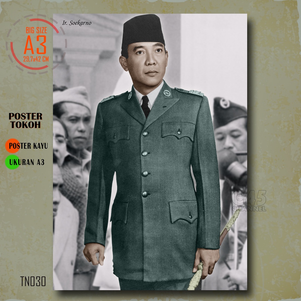 Jual Hiasan Dinding Bahan Kayu Potret Soekarno Presiden Ri Pertama Poster Pahlawan Kemerdekaan 6339