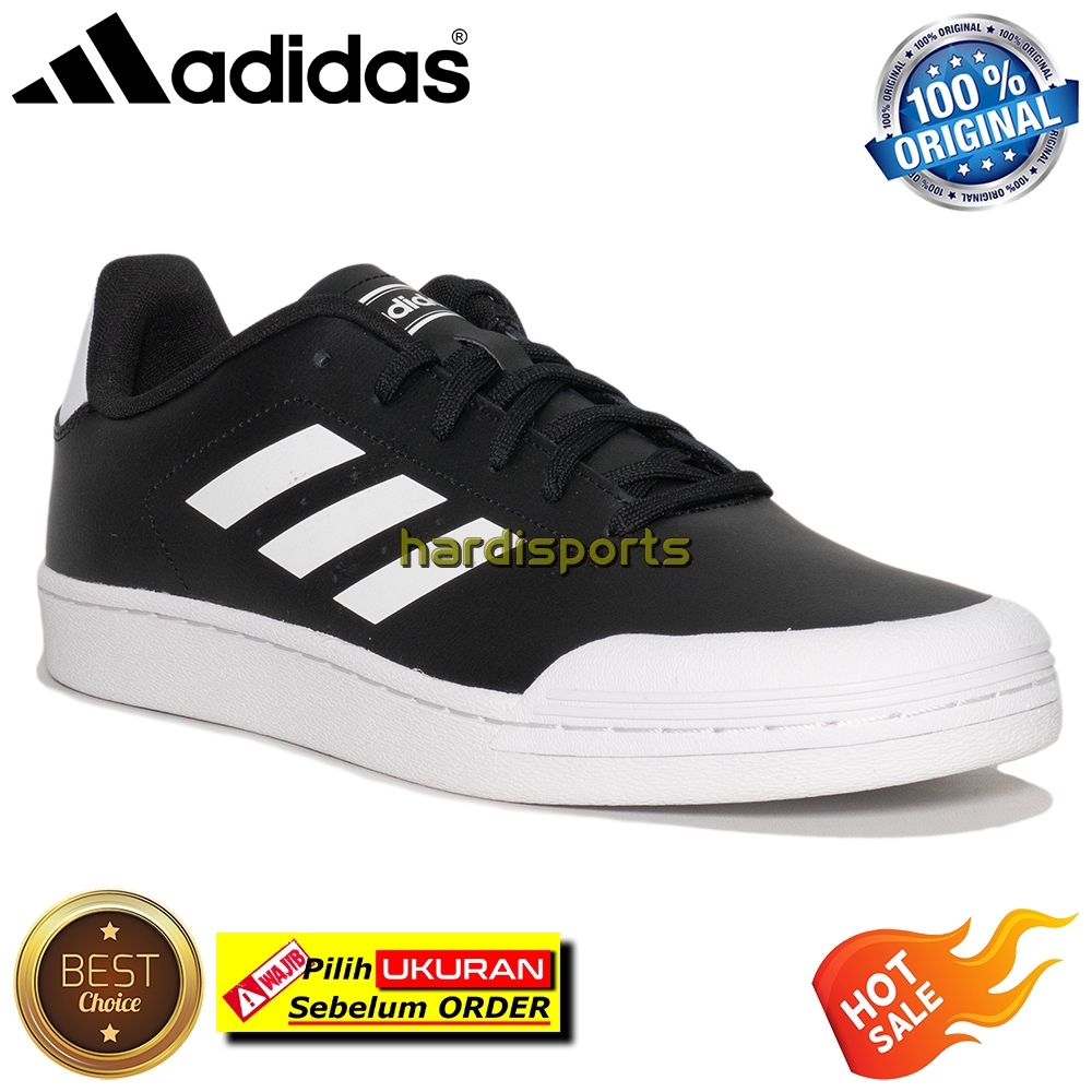 Sepatu Sneaker Pria Adidas Court 70S B79771 Black White ORIGINAL