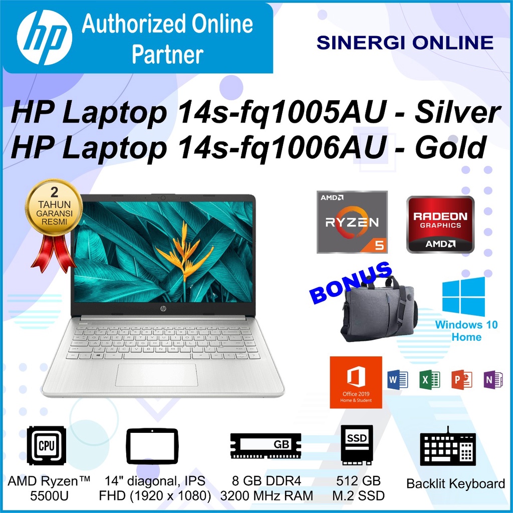 Jual Hp 14s Fq1005au Amd Ryzen 5 5500u 8gb 512gb Ssd W10 Ohs2019 Silver Shopee Indonesia 1628