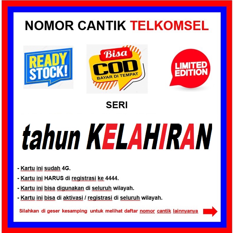 Jual NOCAN / Nomor / Nomer Cantik / Kartu Perdana Telkomsel / Simpati