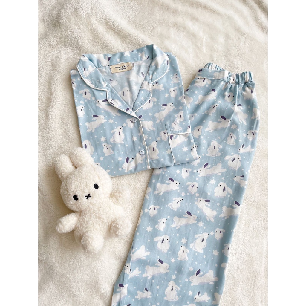 Jual PO Mimi & Milo Dream Rabbit Pajamas Baby Blue rayon Piyama anak ...