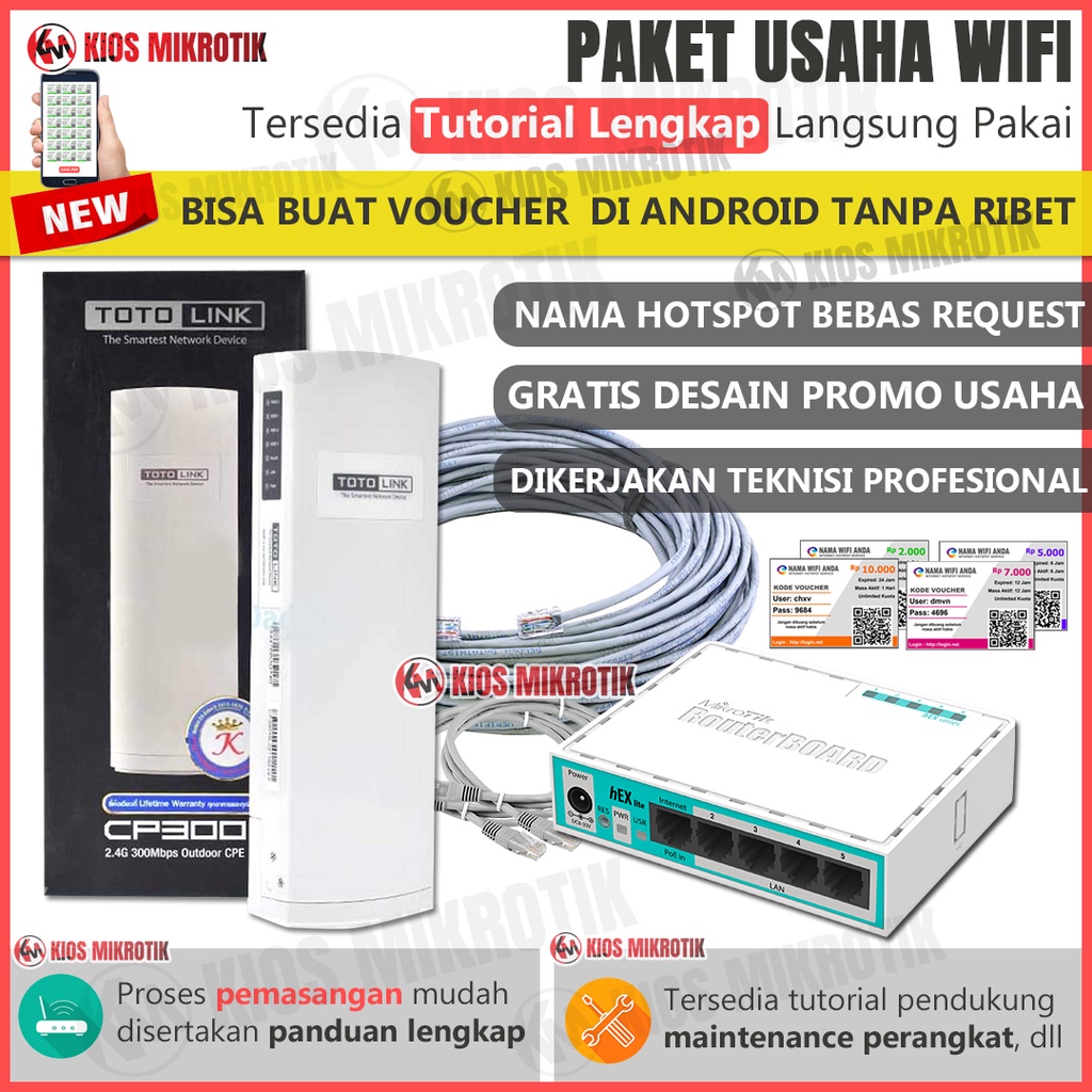 Jual PAKET USAHA WIFI HOTSPOT RT RW NET SISTEM VOUCHER SIAP PAKAI