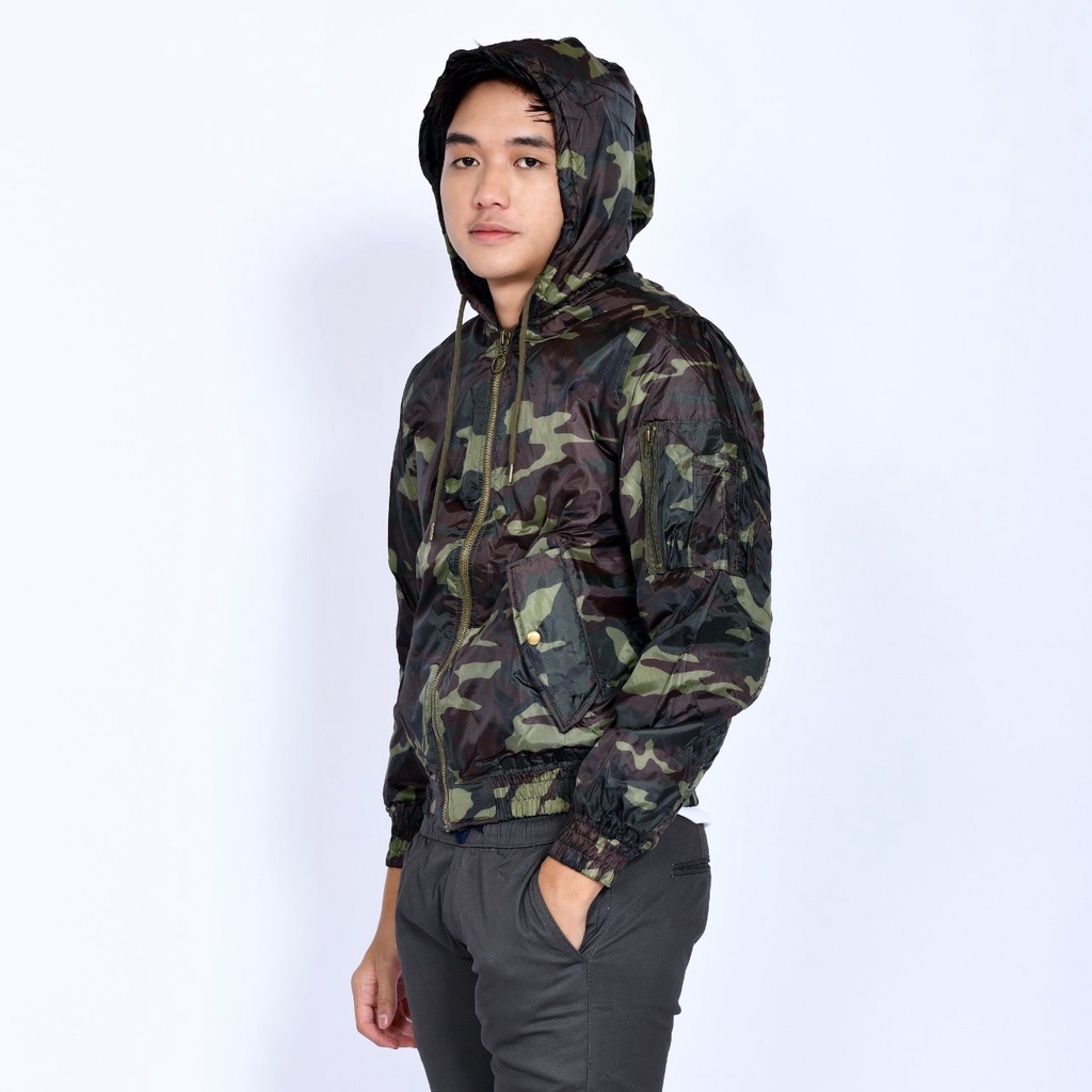 Jual EMOLINE Jaket Bomber Pria Men Parasut Loreng Army Coklat Tua ...