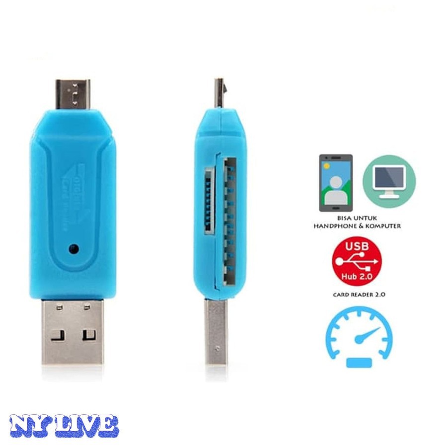 Jual OTG + CARD READER MICRO / V8 2 IN 1 | Shopee Indonesia