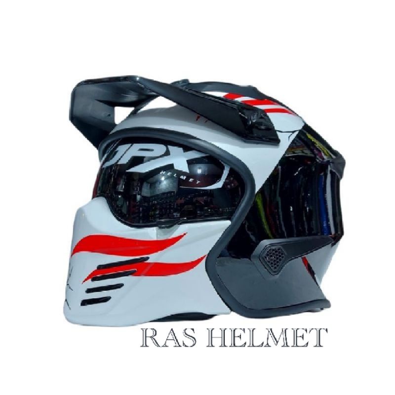 Jual Helm JPX MX 726R MX 03 Hitam Gloss Putih Helm Half Face Full Face
