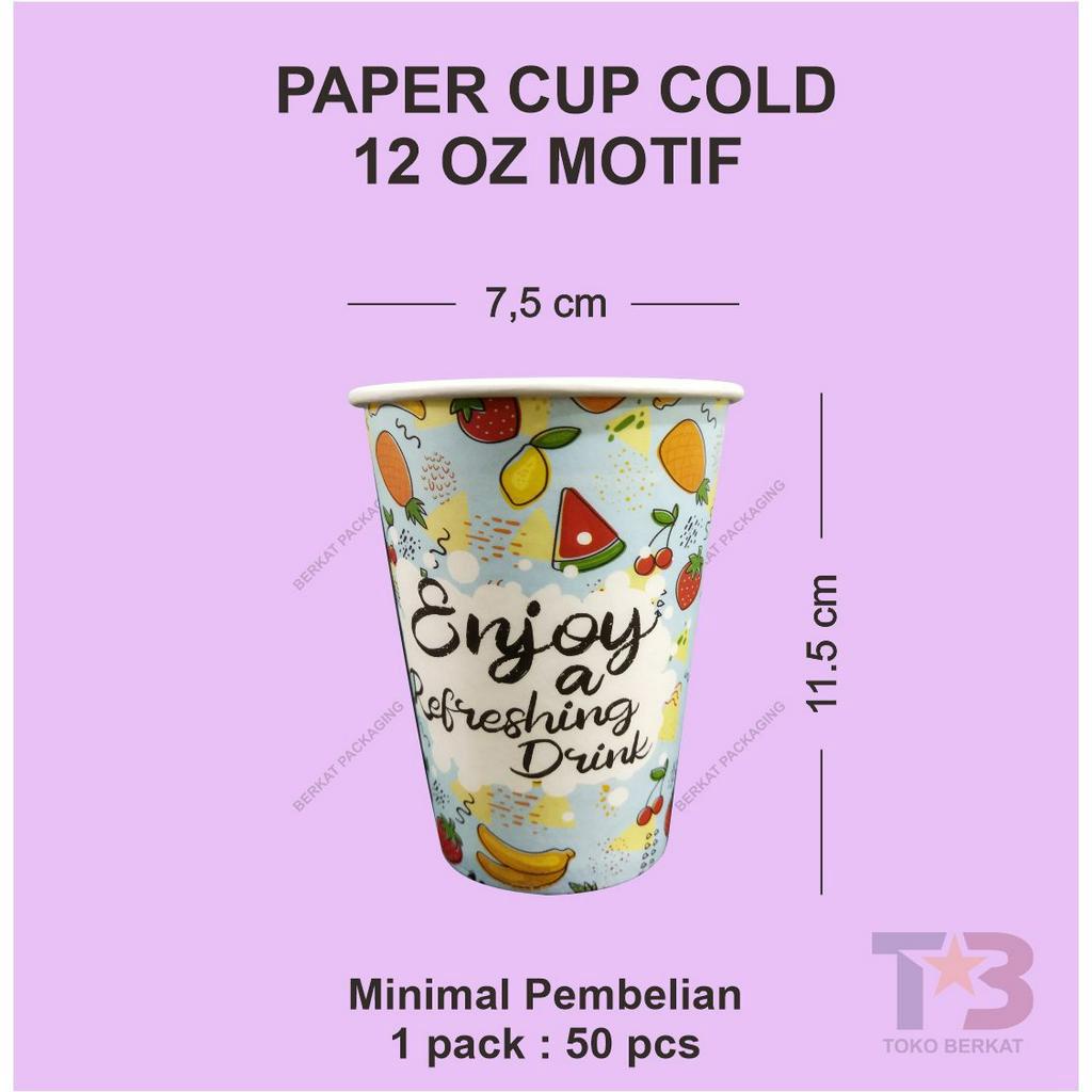 Jual Paper Cup Motif 12oz / Paper Cup Cold / Sablon / Cetak / Gelas ...