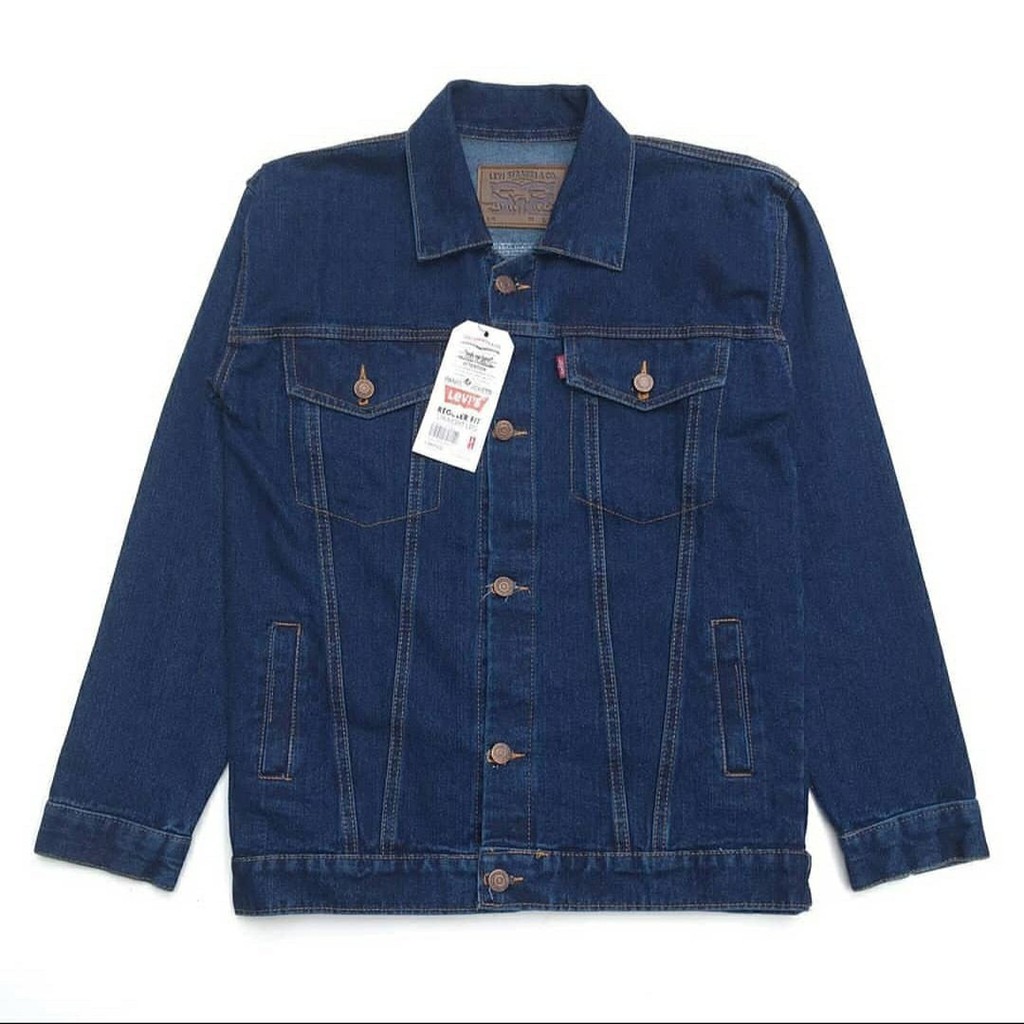 Jaket Jeans pria Sanwash Original/ jaket levis pria denim  sandwash,hitam,bioblitz,biothink