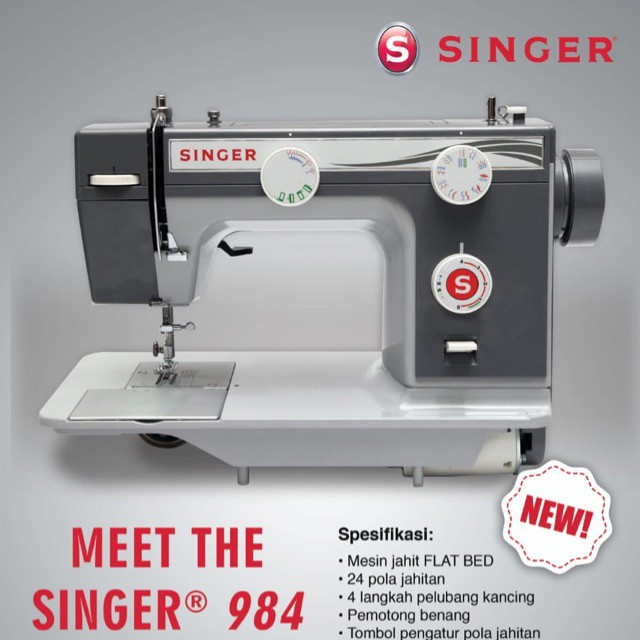 Jual Singer 984 Mesin Jahit Portable Rumah Tangga Bodi Besi Flat Bed ...