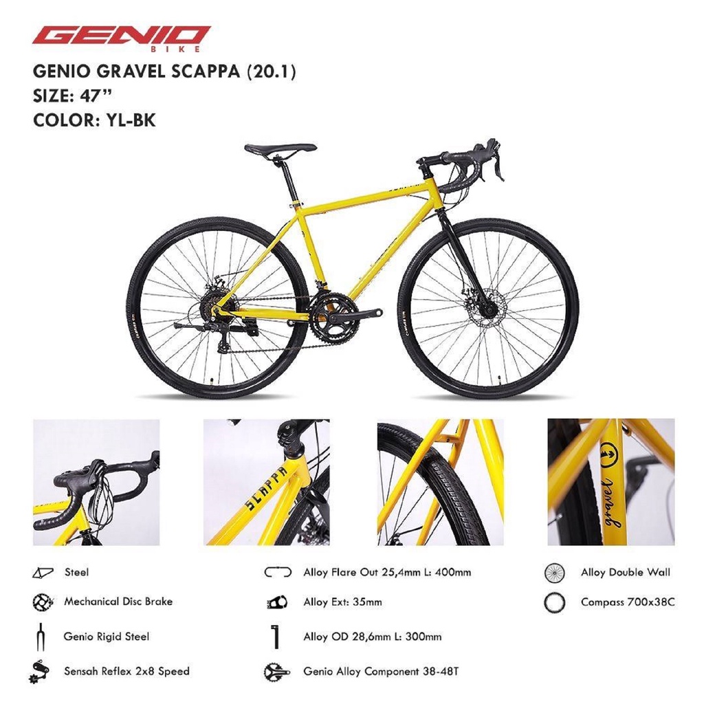 Jual SEPEDA BALAP / ROAD BIKE GENIO SCAPPA 16 SPEED (M) | Shopee Indonesia